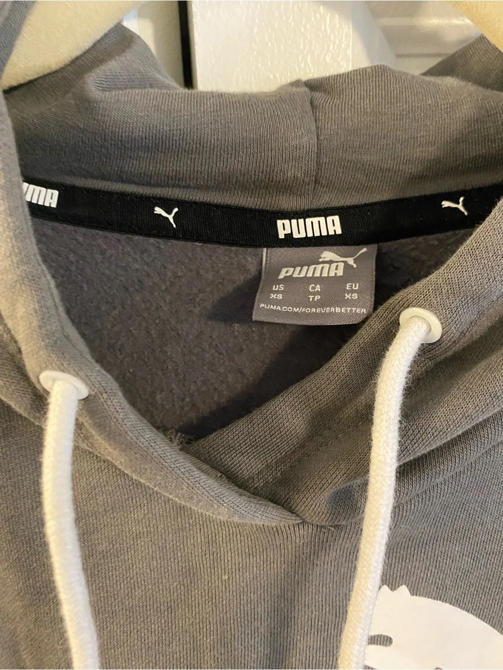 Puma Charcoal Cropped Hoodie with White Logo